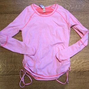 Lucy Activewear Neon Striped Ruched Athletic Top M